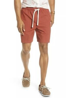 1901 Mens Shorts 2XL XXL Rust Red Slub Elastic Waist Slim Fit Nordstrom NWT